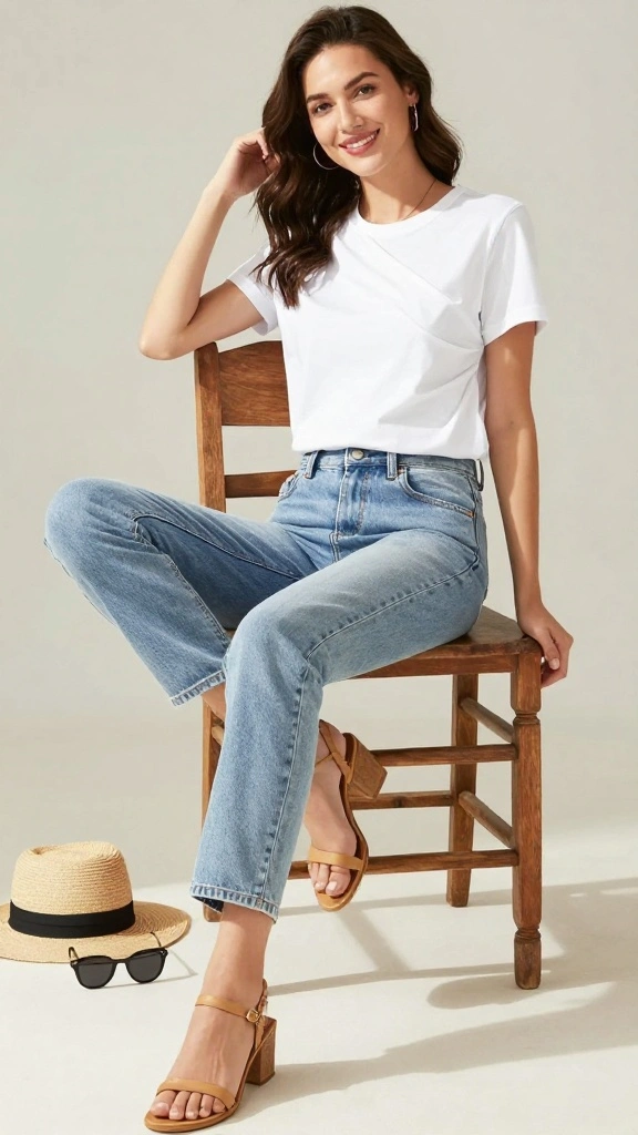 10 Sizzling Summer Outfits for a Chic Curvy Wardrobe (Stay Cool and Stylish!) - 9. The Classic White Tee and Jeans 1