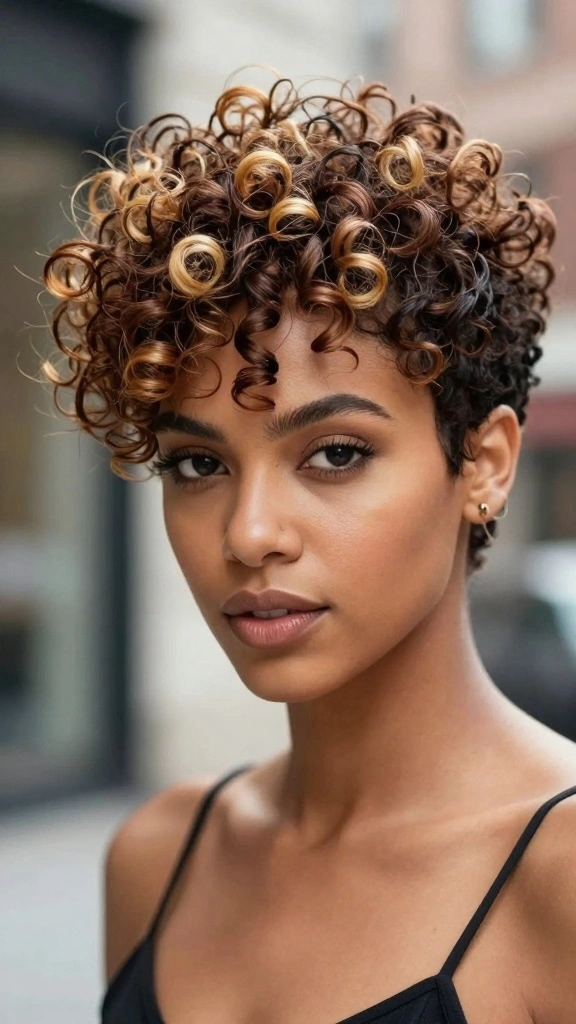 10 Stunning Pixie Cut Shapes for Curly Hair That'll Make You Want to Chop It All Off! - 9. Curly Pixie with Highlights 1