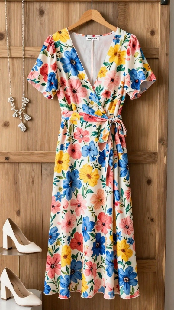 10 Stunning Summer Work Attire Ideas for Curvy Women That Will Turn Heads! - 1. Floral Wrap Dress 1