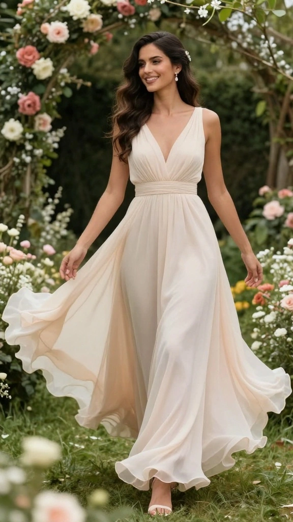 13 Elegant Dress Choices for Weddings That Will Leave Everyone Speechless! - 10. Flowing Chiffon Dress 1