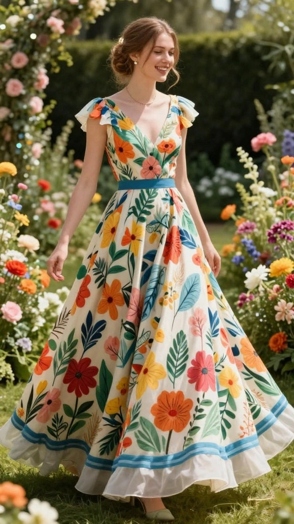 13 Elegant Dress Choices for Weddings That Will Leave Everyone Speechless! - 12. Whimsical Printed Dress 1