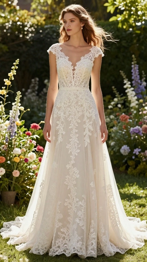 13 Elegant Dress Choices for Weddings That Will Leave Everyone Speechless! - 6. Romantic Lace Overlay Dress 1