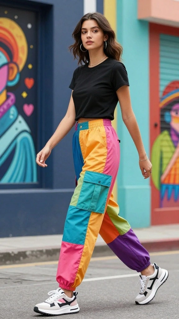 13 Trendsetting Cargo Pants Styles You Need to Try Right Now! - 9. Color-Blocked Cargo Pants 1