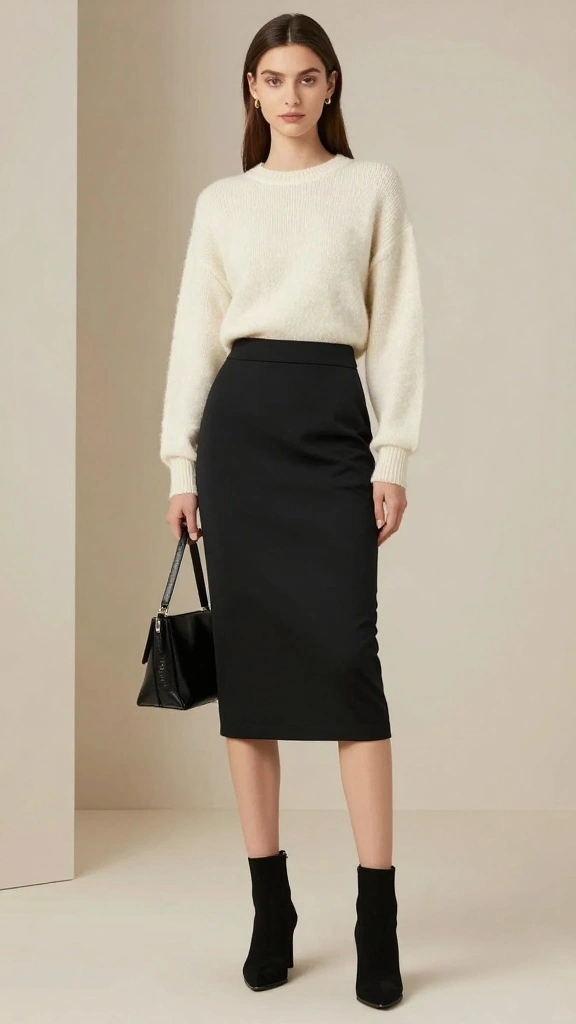 14 Cozy Winter Wardrobe Essentials: Skirts and Knits That Never Go Out of Style! - 11. Fitted Stretch Skirt 1