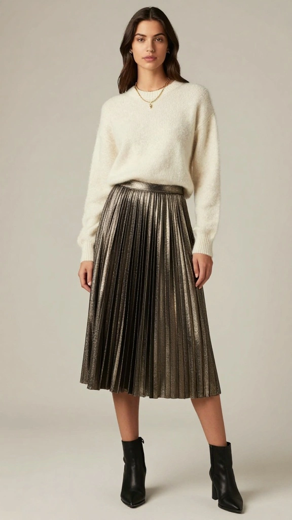 14 Cozy Winter Wardrobe Essentials: Skirts and Knits That Never Go Out of Style! - 6. Pleated Skirt 1