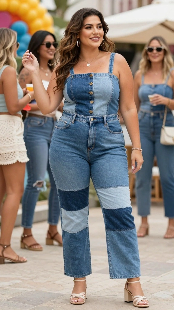 14 Must-Have Plus Size Denim Looks for Hot Summer Days (Wait Until You See #1!) - 10. Patchwork Denim 1