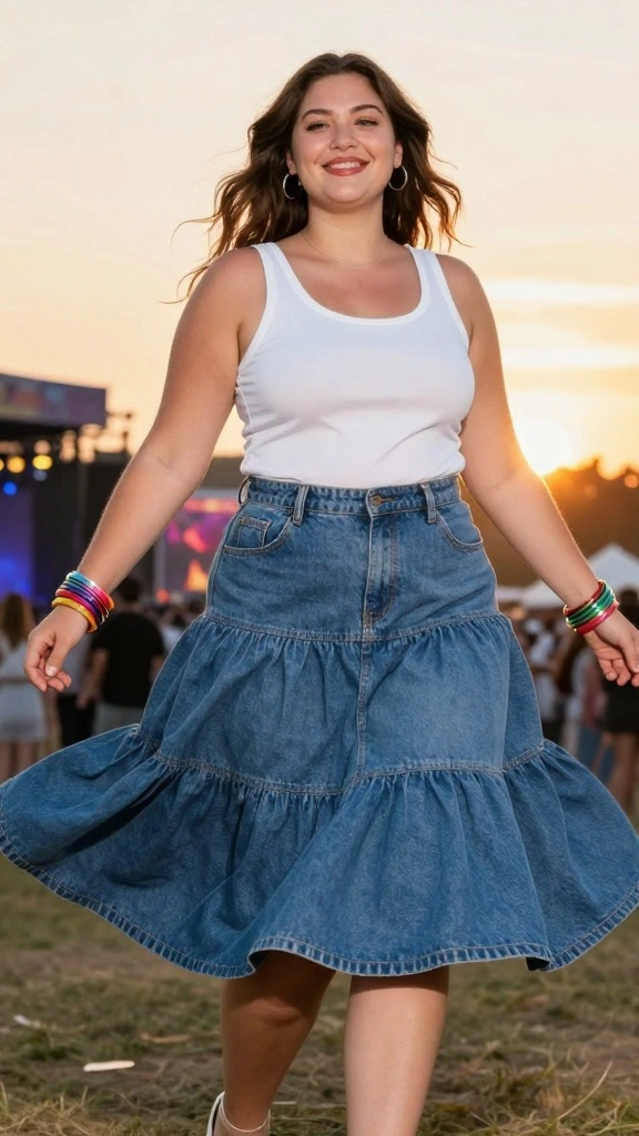 14 Must-Have Plus Size Denim Looks for Hot Summer Days (Wait Until You See #1!) - 2. Flowy Denim Skirt 1