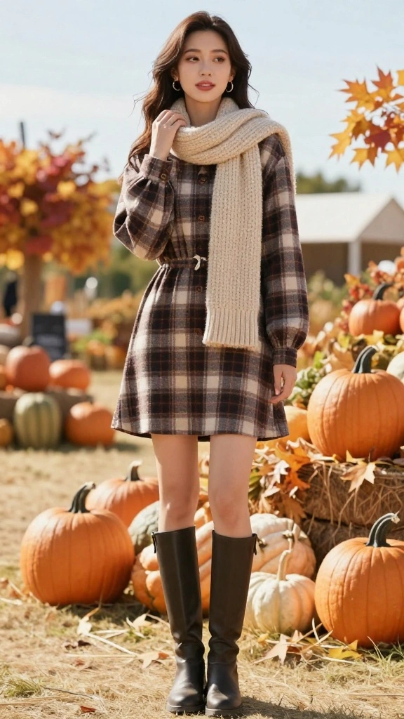 15 Chic and Trendy Dress Outfit Ideas That Prove Versatility Is Key! - 15. The Flannel Dress for Cozy Vibes 1