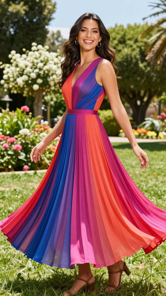 15 Chic and Trendy Dress Outfit Ideas That Prove Versatility Is Key! - 6. The Pleated Dress for Movement 1