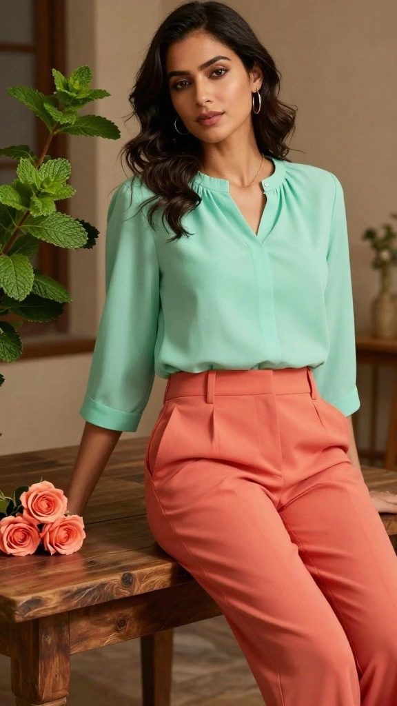 15 Color Combinations for Mature Women That Will Make You Shine! - 1. Soft Mint and Coral 1