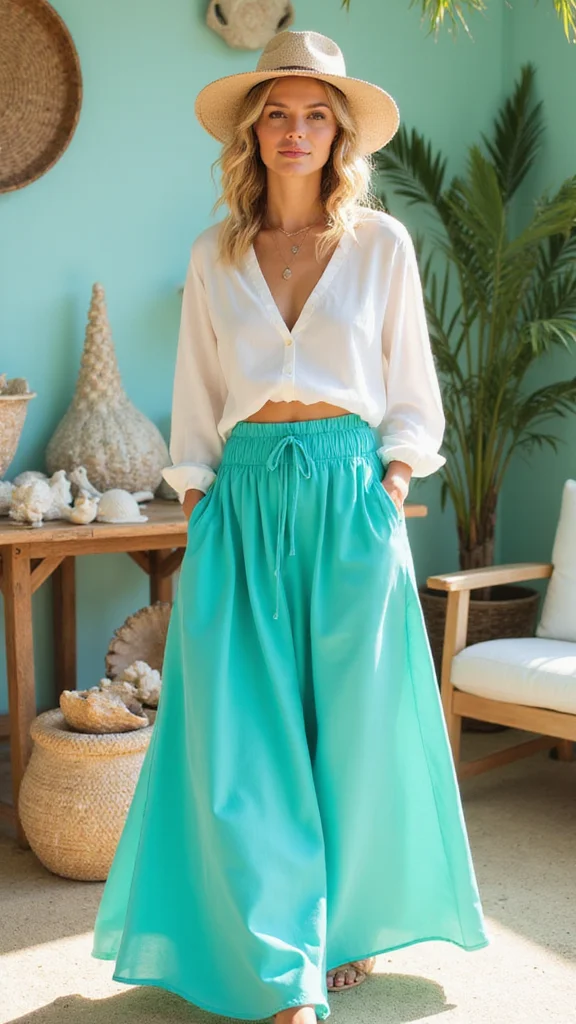 15 Color Combinations for Mature Women That Will Make You Shine! - 15. Aqua and Coconut White 1