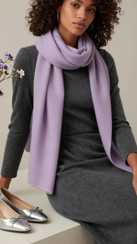 15 Color Combinations for Mature Women That Will Make You Shine! - 5. Charcoal Gray and Soft Lavender 1