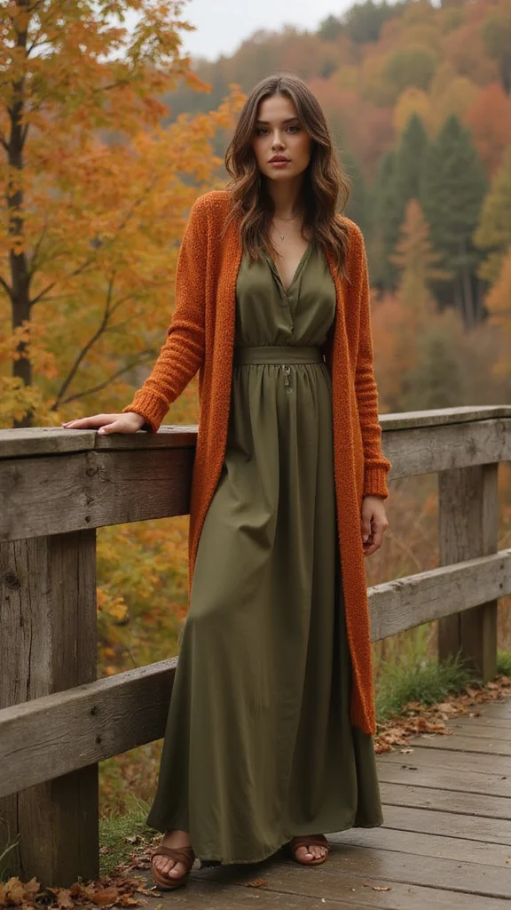 15 Color Combinations for Mature Women That Will Make You Shine! - 6. Burnt Orange and Olive Green 1