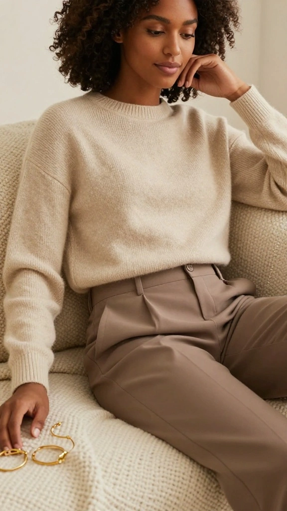 15 Color Combinations for Mature Women That Will Make You Shine! - 8. Creamy Beige and Warm Taupe 1