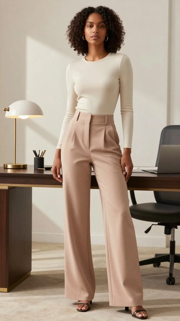 15 Professional Summer Outfits Without Blazers That Will Turn Heads! - 2. Tailored Wide-Leg Trousers 1
