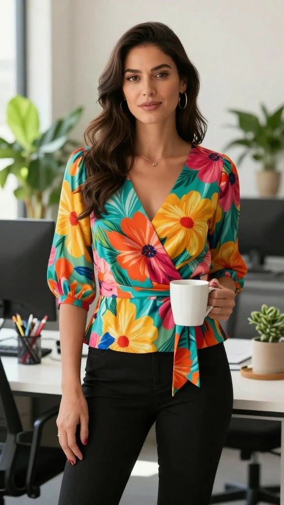 15 Professional Summer Outfits Without Blazers That Will Turn Heads! - 6. Feminine Wrap Tops 1