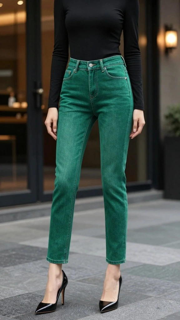 15 Stunning Bold Denim Colors You Need in Your Closet Right Now (Warning: #4 Is a Game Changer!) - 5. Emerald Green: Chic and Elegant 1