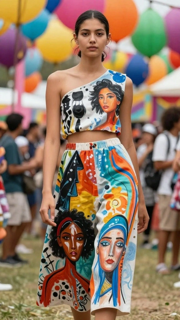 15 Trendy Bohemian Concert Outfits for Effortless Festival Glam! - 13. Artistic Hand-Painted Clothes 1