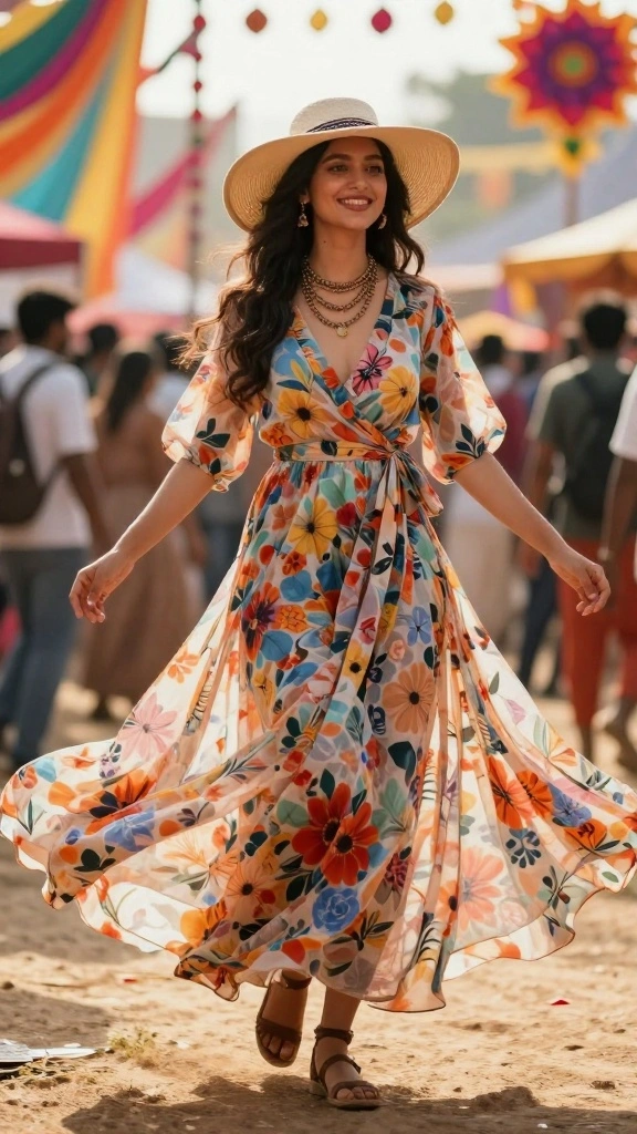 15 Trendy Bohemian Concert Outfits for Effortless Festival Glam! - 5. Ethereal Wrap Dresses 1