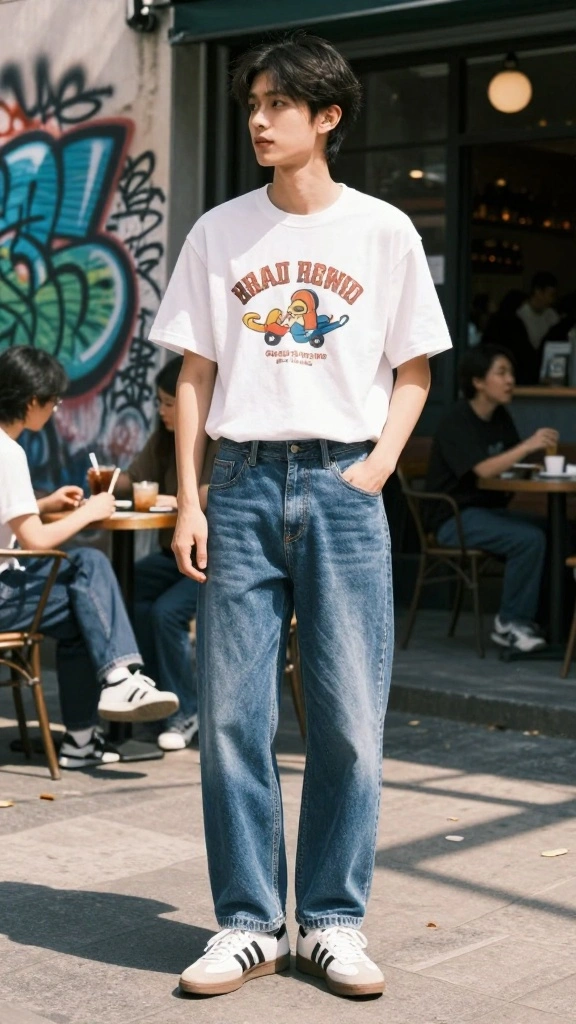 16 Casual Chic Street Style Inspirations Featuring Adidas Sneakers You Can't Miss! - 11. Boyfriend Jeans & Graphic Tees 1