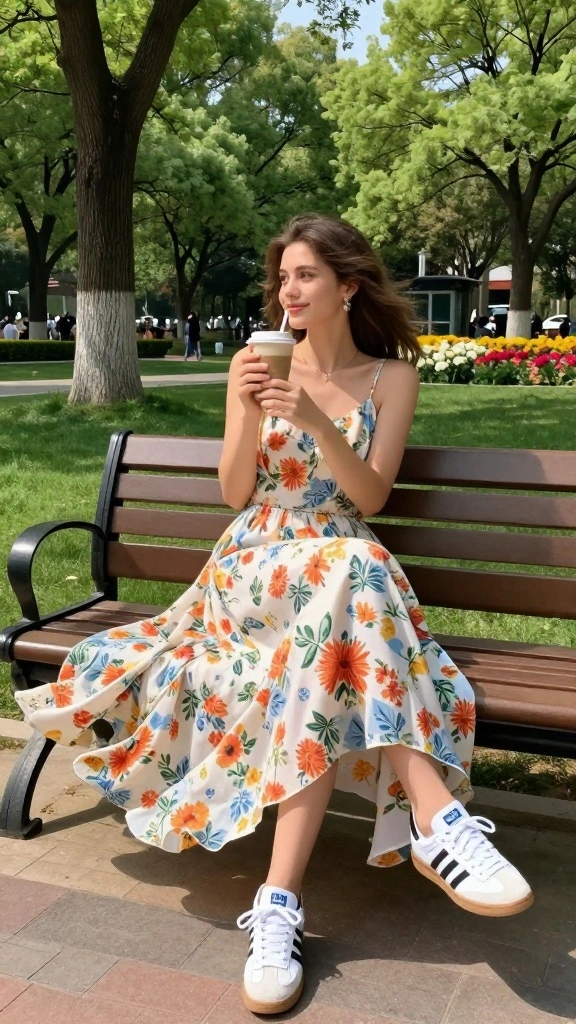 16 Casual Chic Street Style Inspirations Featuring Adidas Sneakers You Can't Miss! - 3. Casual Maxi Dress with a Twist 1