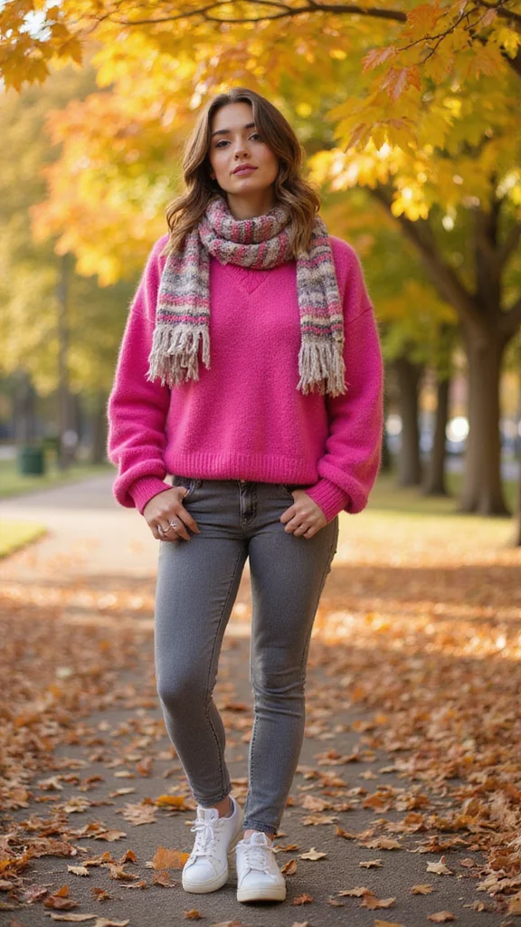 16 Color Palettes for Fall Outfits That Will Inspire Your Next Look! - 13. Vibrant Pink and Gray 1