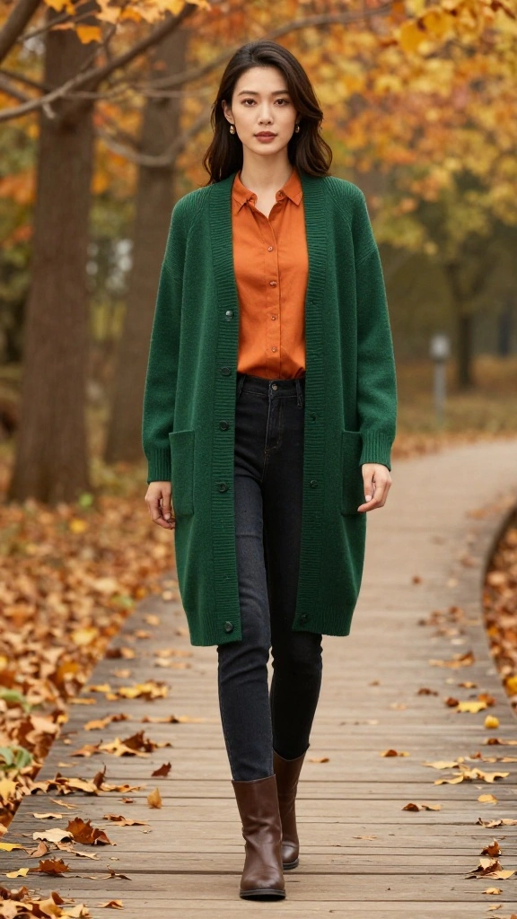 16 Color Palettes for Fall Outfits That Will Inspire Your Next Look! - 6. Rustic Orange and Forest Green 1
