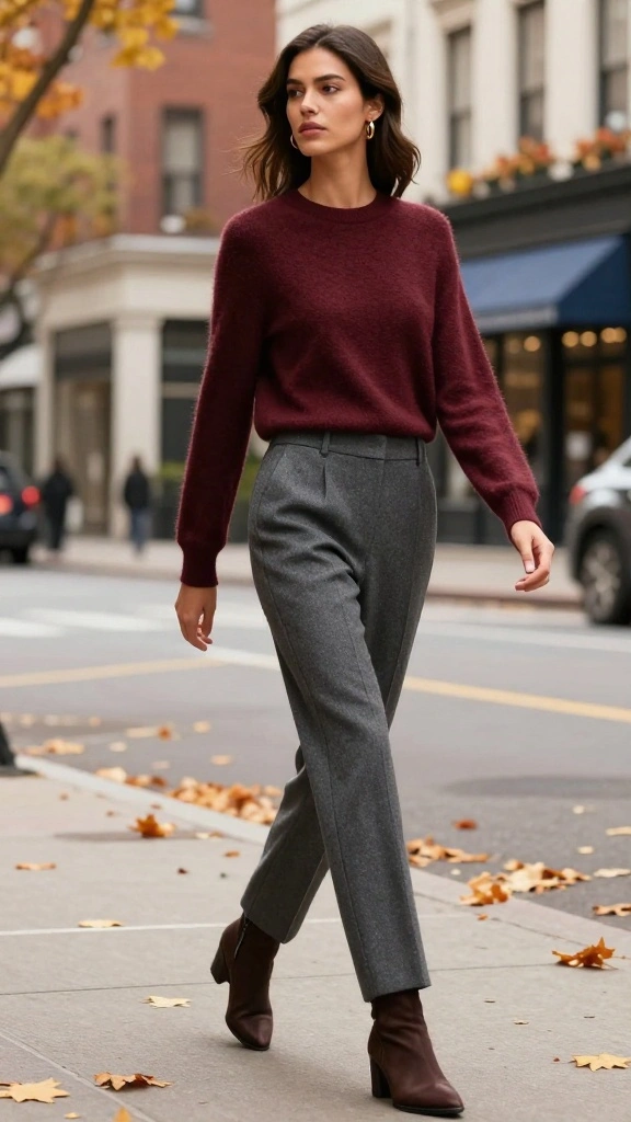 16 Color Palettes for Fall Outfits That Will Inspire Your Next Look! - 7. Classic Gray and Burgundy 1