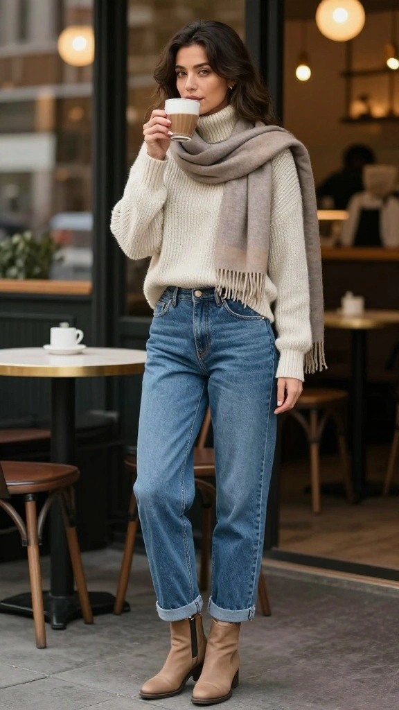 16 Must-Have Top and Jeans Combos for a Fashion-Forward Look! - 5. Turtleneck Sweater & Mom Jeans 1
