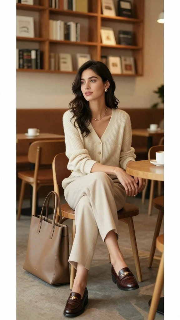 16 Stylish Minimalist Travel Outfits That Will Turn Heads on Your Trip! - 11. Cozy Cardigan & Dress Pants 1