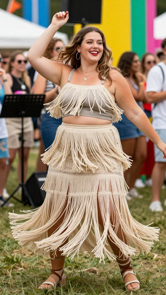17 Flattering Plus Size Maxi Skirts Perfect for Any Occasion - 12. Fringe Details: Fun and Flirty 1