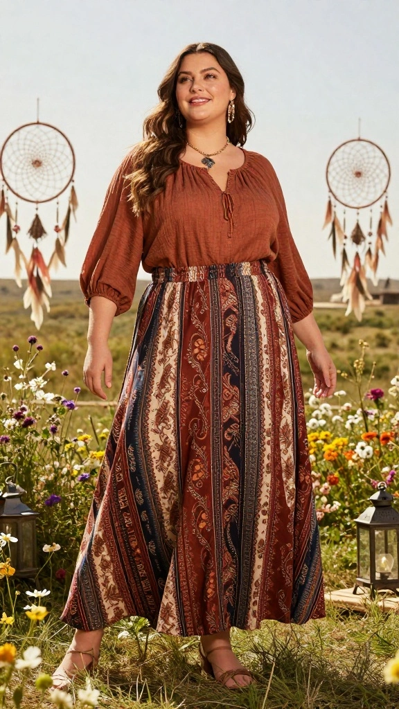 17 Flattering Plus Size Maxi Skirts Perfect for Any Occasion - 2. Bohemian Vibes: Effortlessly Chic 1