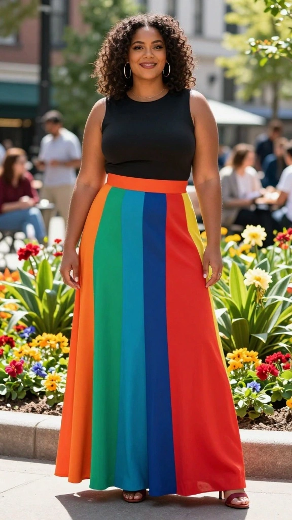 17 Flattering Plus Size Maxi Skirts Perfect for Any Occasion - 4. Watch Out for This One: The Color Block Trend 1