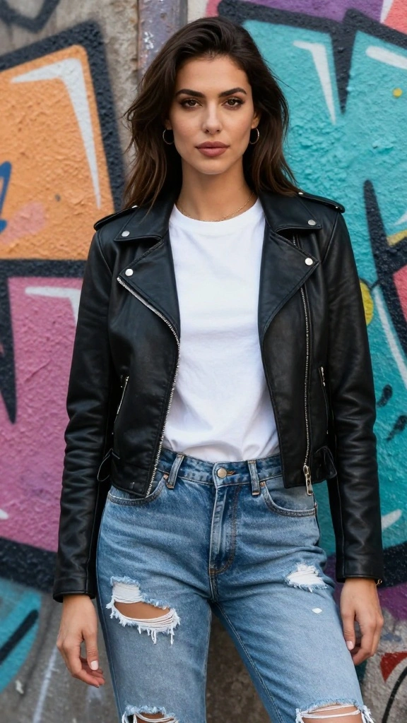 17 Trendy Weekend Versatile Outfit Formulas That You’ll Love! - 11. Edgy Look with a Leather Jacket 1