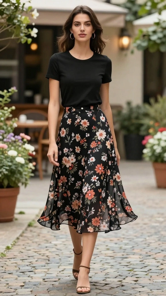 17 Trendy Weekend Versatile Outfit Formulas That You’ll Love! - 4. Classic Tee and Midi Skirt 1