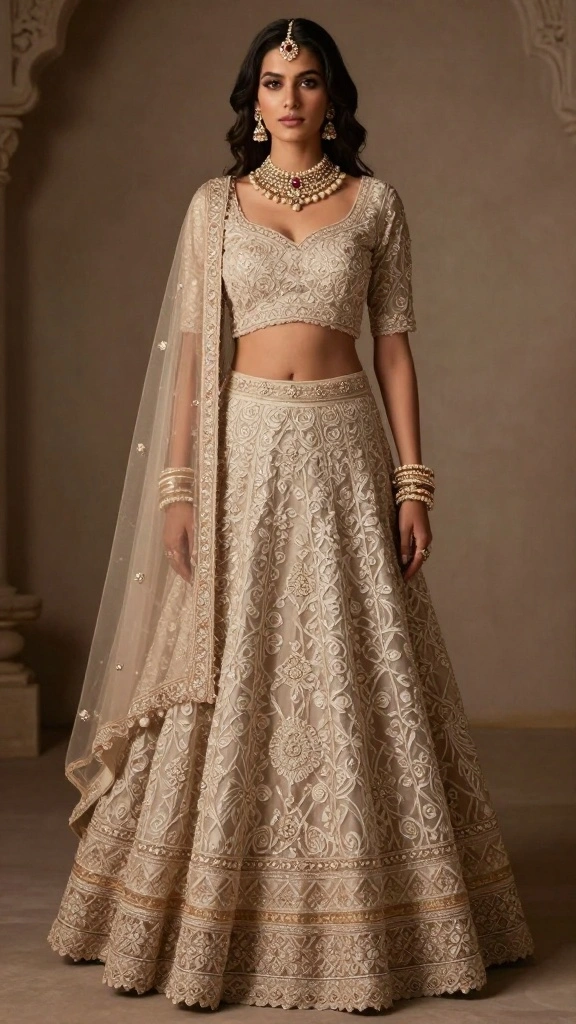 18 Breathtaking Bridal Lehenga Inspirations to Elevate Your Wedding Day! - 15. Vintage Vibes: A Nod to Timeless Styles 1