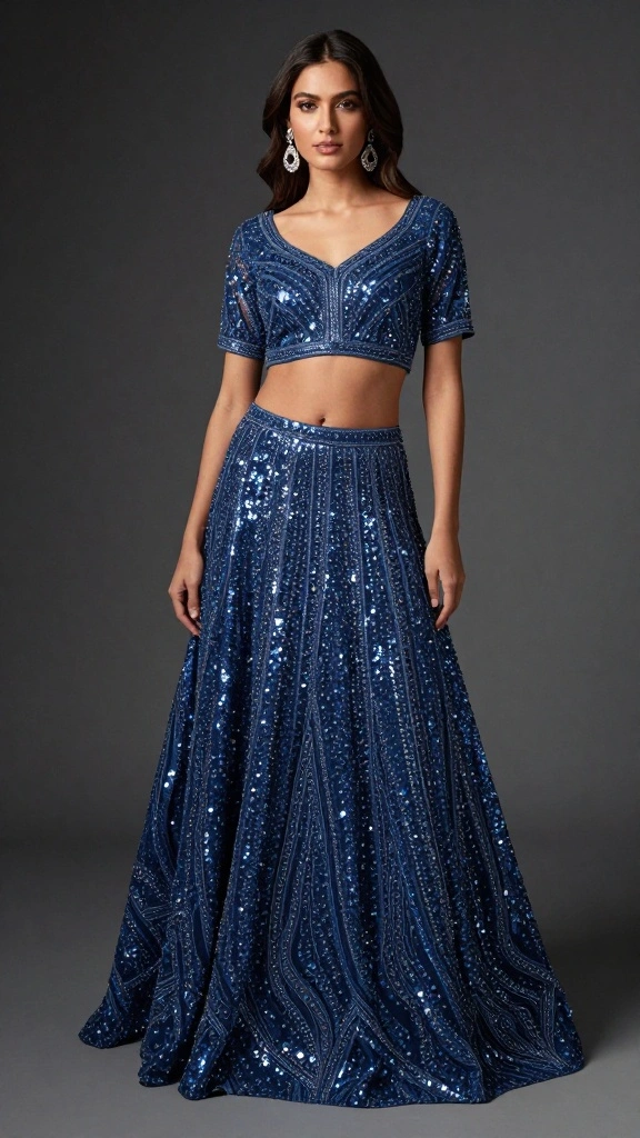 18 Breathtaking Bridal Lehenga Inspirations to Elevate Your Wedding Day! - 3. Glitter Glam: Sequins and Shimmer 1