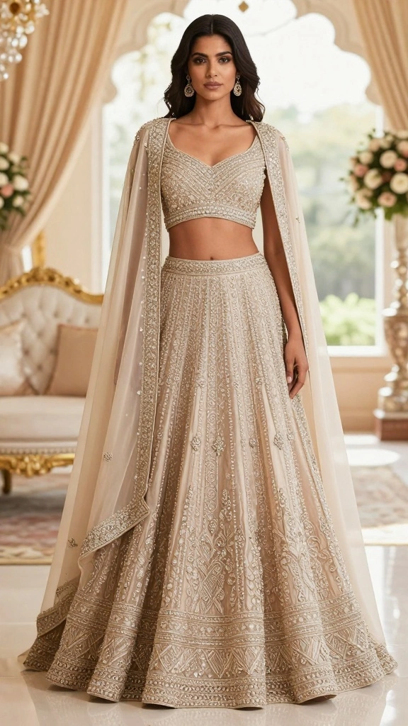 18 Breathtaking Bridal Lehenga Inspirations to Elevate Your Wedding Day! - 6. Chic Cape: A Modern Twist 1