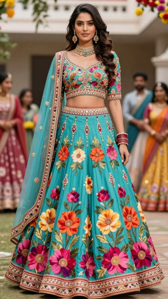 18 Breathtaking Bridal Lehenga Inspirations to Elevate Your Wedding Day! - 7. Bold Prints: Letting Your Personality Shine 1