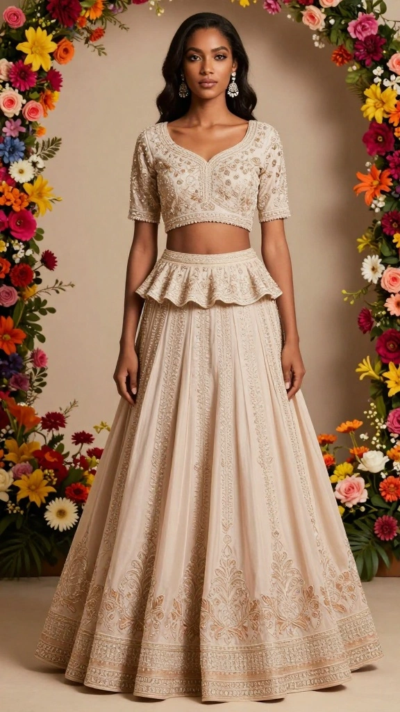 18 Breathtaking Bridal Lehenga Inspirations to Elevate Your Wedding Day! - 8. Traditional Meets Contemporary: Fusion Styles 1