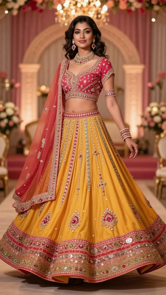 18 Breathtaking Bridal Lehenga Inspirations to Elevate Your Wedding Day! - 9. Layered Lehengas: A Flowy Extravaganza 1