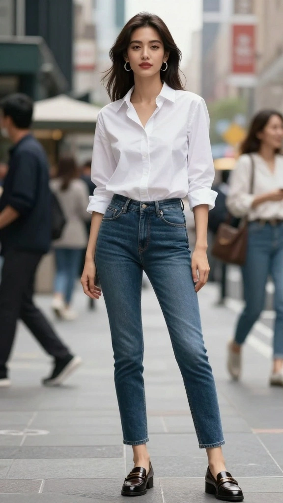 18 Chic Outfits for Mature Women That'll Make You Look Fabulous at Any Age! - 8. Classic White Shirt and Jeans 1