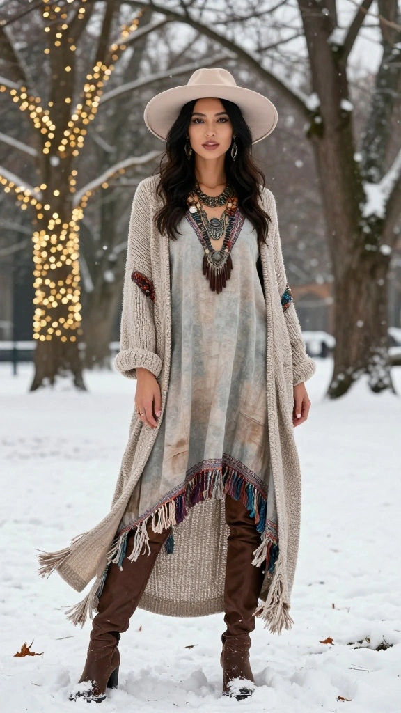 18 Chic Winter Styles to Keep You Warm and Fabulous (Don’t Miss #6!) - 8. Bohemian Vibes 1