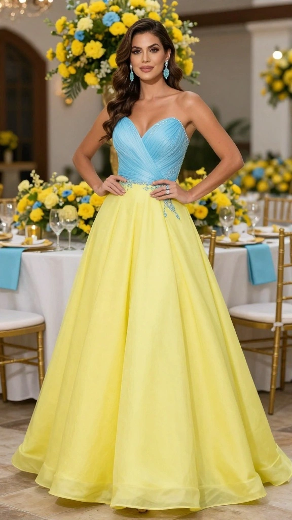 18 Color Ideas for a Modern Civil Wedding That Will Leave Guests in Awe! - 17. Sunshine Yellow and Sky Blue 1