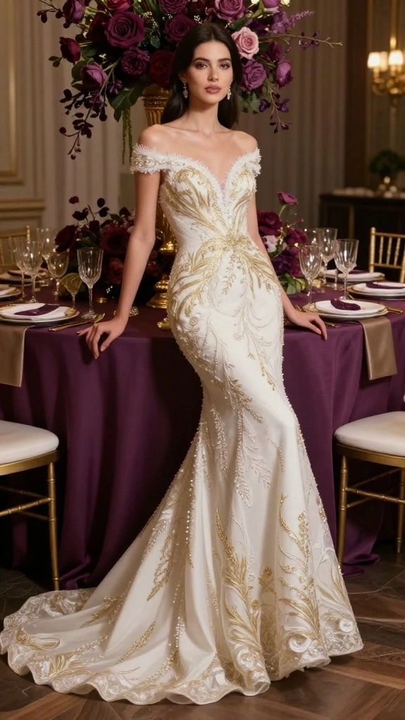 18 Color Ideas for a Modern Civil Wedding That Will Leave Guests in Awe! - 18. Elegant Plum and Gold 1