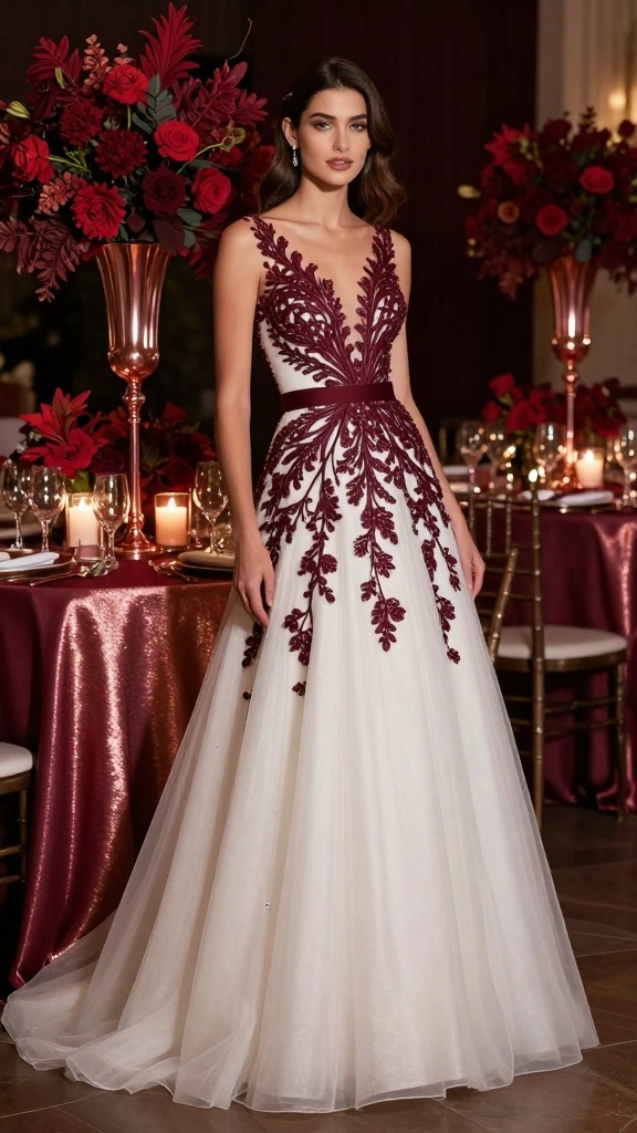 18 Color Ideas for a Modern Civil Wedding That Will Leave Guests in Awe! - 6. Rich Burgundy and Rose Gold 1