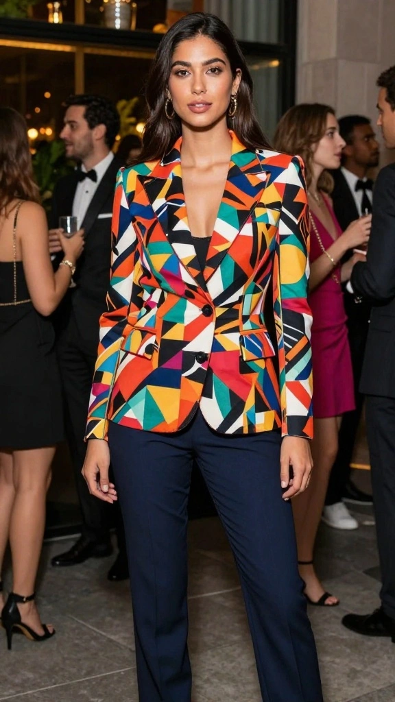 18 Discover the 12 Most Elegant Cocktail Suits to Dazzle at Your Next Party! - 6. Statement Blazer and Trouser Combo: Effortless Chic 1