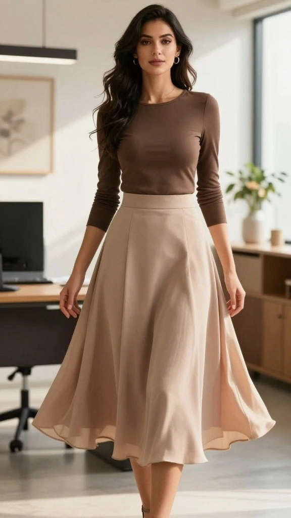 18 Stylish Reset Outfits That Will Transform Your Office Look! - 14. Feminine Touch: A-Line Skirts 1