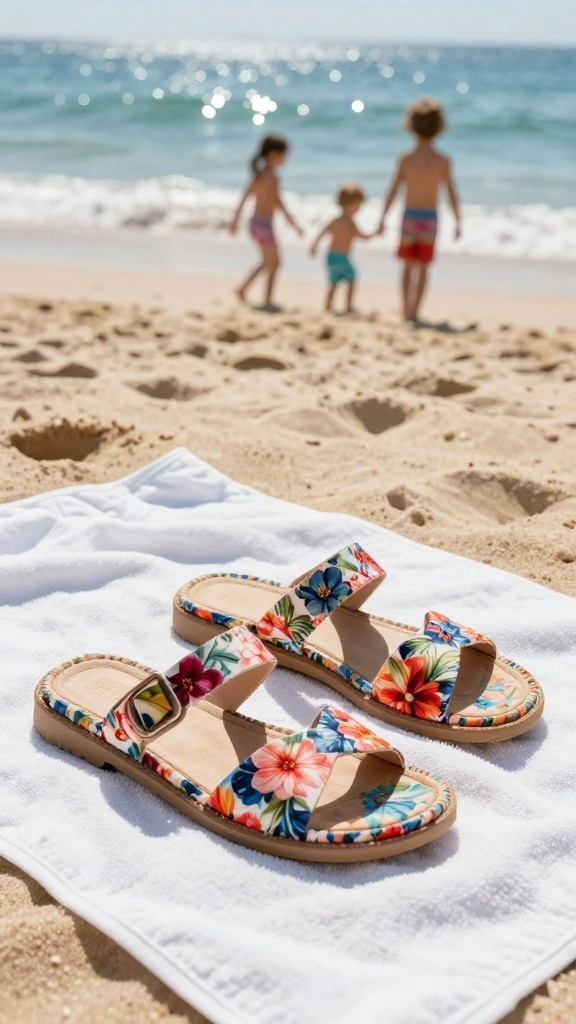 19 Beach Sandals for Curvy Women That Are as Comfortable as They Are Cute! - 15. Floral Patterned Sandals 1