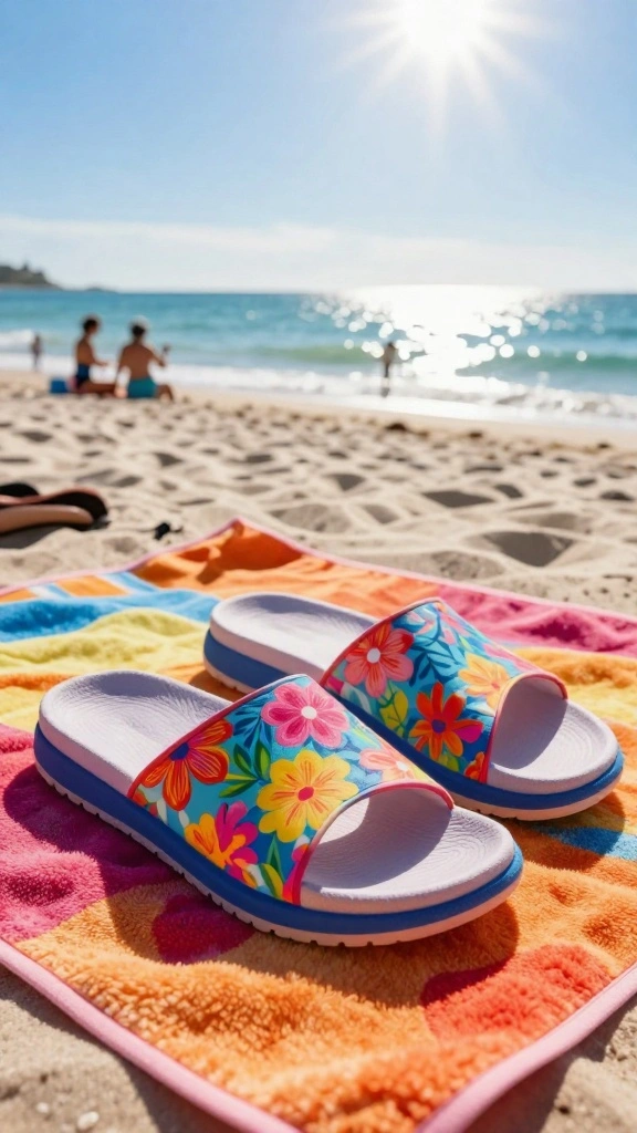 19 Beach Sandals for Curvy Women That Are as Comfortable as They Are Cute! - 6. Bright Printed Sandals 1